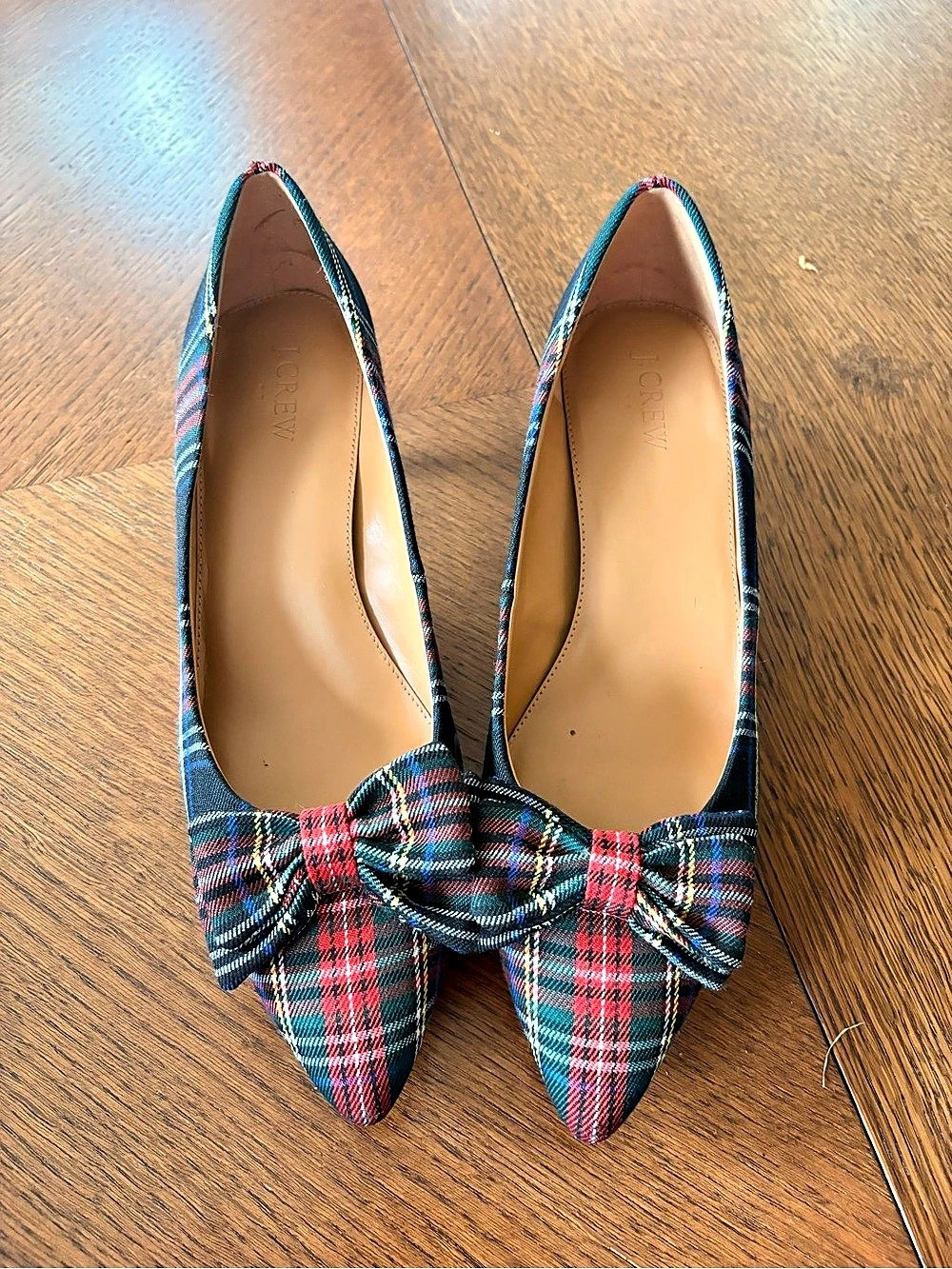 J.Crew Factory Plaid Bow Flats Women’s 10 Pointed Toe Tartan Holiday Shoes